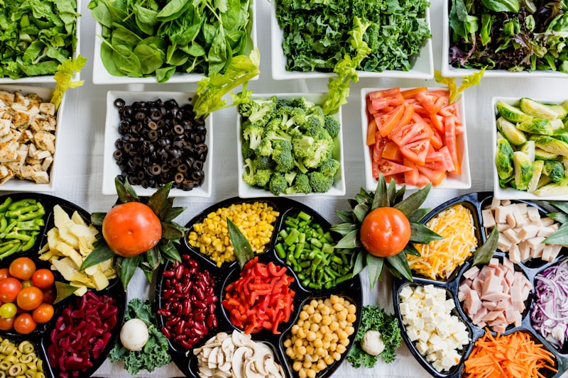 Fresh vegetables and ingredients for gut health